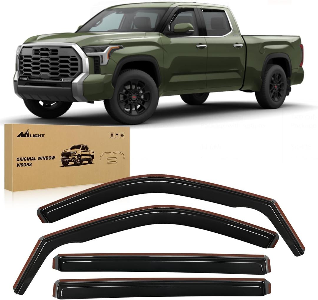 Nilight Side Window Deflectors for Toyota Tundra Crew Max 2022-2026 Window Visors Rain Guards, Vent Shade for Fresh Air, Rain & Snow Protection, Wind Noise Reduction-4PCS