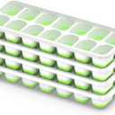 ChefAide Ice Cube Tray with Lid, 4 Packs 56 Cubes Durable Stackable Ice Cube Trays for Freezer with Removable Lids, Easy-Release Plastic & Silicone Ice Tray for Cocktail, Coffee