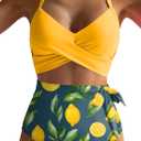 Dokotoo Women's High Waisted Floral Bikini Sets Swimsuit Suit for Women 2025 Tummy Control Bathing Suit Swimwear for Summer (Yellow)
