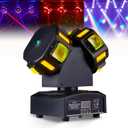 LED Moving Head Dj Lights 8 LEDs DJ Lighting RGB Beam Rotating Stage Lights Strobe & Star Effect with Sound Activated DMX 512 for Party Concert Festival Show