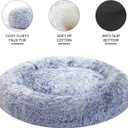 Bedfolks Calming Donut Dog Bed - 45 Inch Round Plush Dog Bed, Anti-Anxiety, Washable & Non-Slip (Navy Blue, Extra Large)