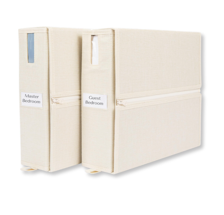Bed Sheet Organizer and Storage Container for Linen Bathroom Closet Storage and Organization, Foldable Bedding Storage for King, Queen, Twin Sheet Sets & Duvet Covers,Ivory Colorway(2 Pcs)
