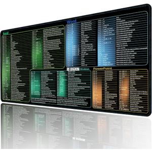 secret corner excel&Word&Windows&powerpoint Cheat Sheet Mousepad,Extra Large Office Desk Accessories Desk mat,Office Keyboard Shortcuts Mouse pad, Non-Slip for Computer Gaming Mouse pad 31.5"x11.8"