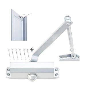 Alupac Automatic Door Closer #963 for Comercial or Residencial UL Listed, Heavy-Duty for Commercial & Residential Doors (88–143 lbs) | Adjustable Closing Speed, Non-Handed, Easy Installation (White)