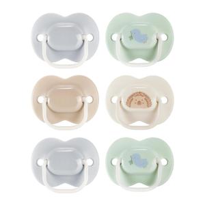Tommee Tippee Anytime Matte Pacifier, 0-6 Months, Symmetrical Baglet, BPA-Free Binkies, Blue/Green, Pack of 6