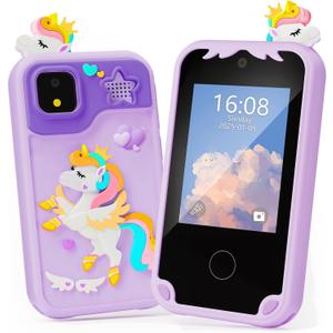 Kids Phone for Girl Toys, Kids Camera Toy Smart Phone Christmas Birthday Gifts Toddler Ages 2, 3, 5, 7, 8, 10 Year Old, Educational Learning Toys with 2.8" Touchscreen, Music Video Game (Purple)