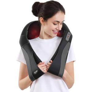Back Neck Shoulder Massager with Heat, Shiatsu Electric Deep Tissue 3D Kneading Massagers for Relief on Waist, Leg, Calf, Foot Full Body Muscles, Gift for Men Women Mom Dad (Black)