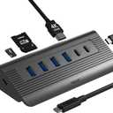 USB C Hub 10-in-1 Detachable Cable, USB 3.2 Gen2 10Gbps 4K 60Hz HDMI, 100W PD, SD/Micro SD Docking Station for MacBook Pro/Air M1-M5, Windows Laptop, Mac mini, iPad Pro (Space Gray)