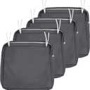 NettyPro Patio Cushion Covers Replacement Set 4 Water Repellent UV Resistant Outdoor Chair Seat Cushion Slipcover with Zipper and Tie, 24 x 22 x 4 Inch, Grey