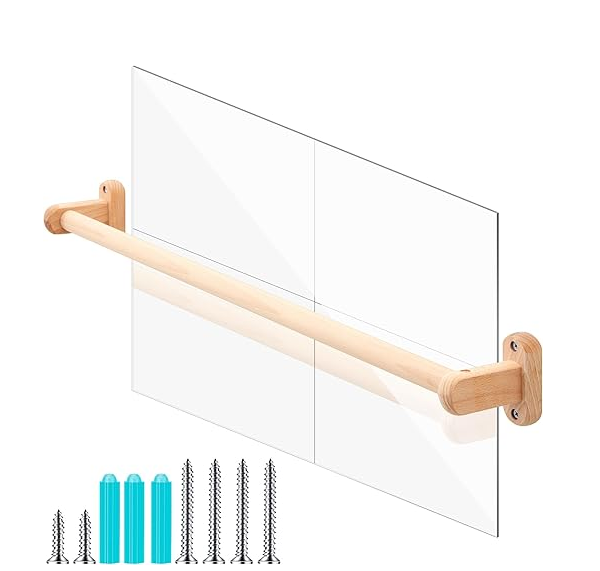 Juexica Montessori Mirror with Bar, Wooden Baby Pull up Bar Safety Mirror Set Infant Coordination Baby Standing Early Learning to Walk Mirror Wall Mounted Climbing Toy for Daycare(15.75 x 19.69 Inch)