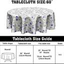 Daisy Tablecloth Round - Spring Summer Floral Table Cover 60 Inch for Kitchen Holiday Picnic Party Dinner Room Outdoor Decor Daisies Flowers Blue White