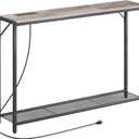 Sofa Table with Power Outlet, 43.7" Console Table with USB Ports, Behind Couch Table, Entryway Table for Living Room, Entryway, Foyer, Metal Frame, Adjustable Feet, Greige CTHG11E01Z1