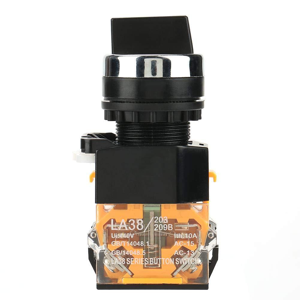LA38-11BX22 Momentary Rotary Selector Switch, 2 Position Self-Resetting, 22mm Mounting Hole, 10A 220V/380V, Plastic