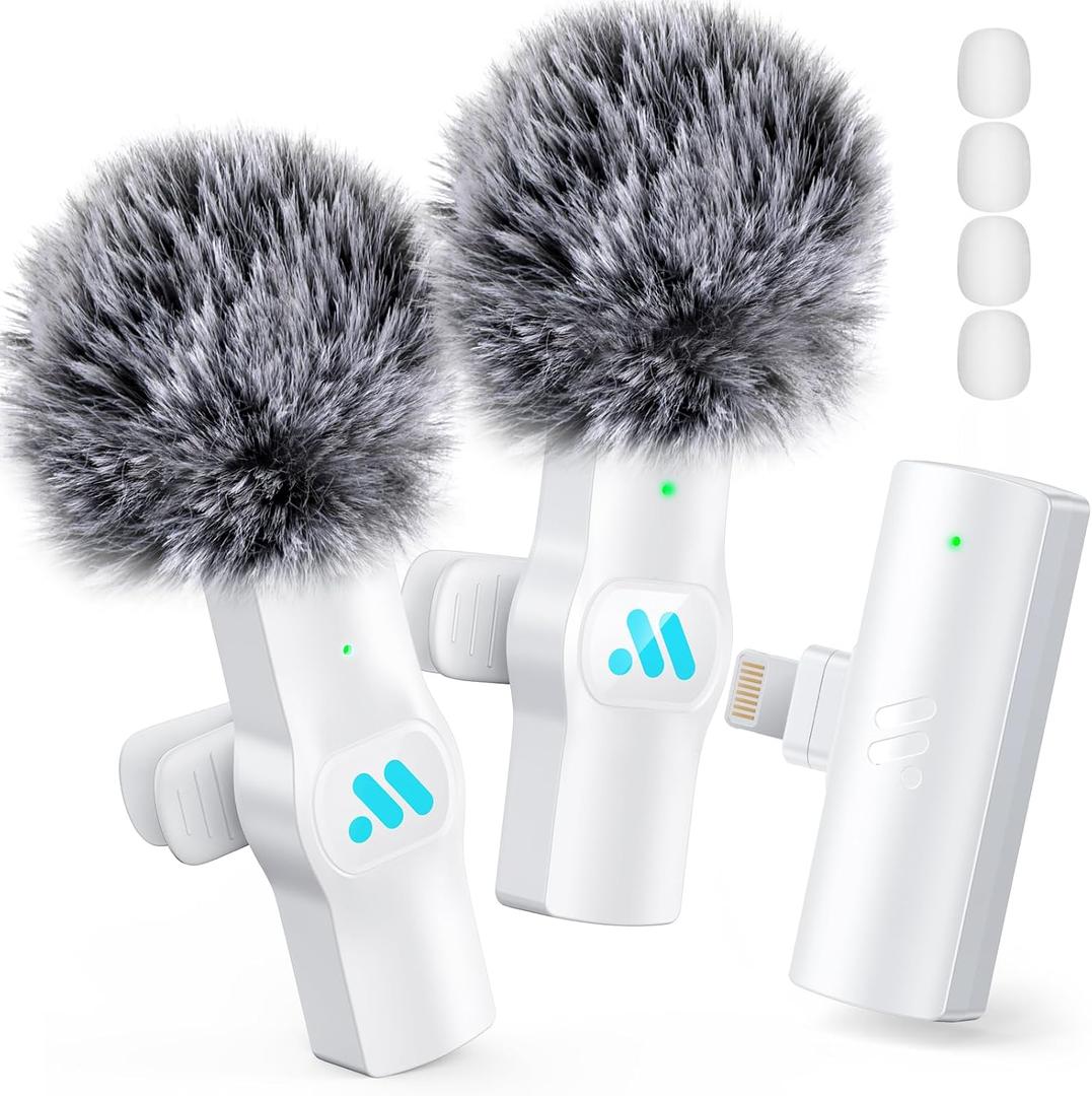 2pcs Lavalier Wireless Microphone for iPhone iPad Video Recording,Mini Microphone for Game Live Streaming,interviews,YouTube,TikTok,Vlog (White) 2pcs Lavalier Wireless Microphone for iPhone iPad Video Recording,Mini Microphone for Game Live Streaming,interviews,YouTube,TikTok,Vlog (White)