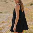 Women Casual Summer Dresses Sleeveless Crew Neck Backless Tunic Mini Dress Loose Flowy Tank Sundress with Pockets (Black, L)