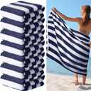 EBOOT 7 Pieces 100% Cotton Pool Beach Towels 30 x 70 Inch Cabana Oversized Basics Turkish Pool Bath for Hotel Swimming Bathroom(Navy Blue)