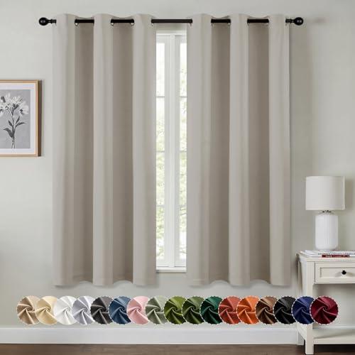MIULEE Natural Blackout Curtains - Bedroom Window Treatment Curtains Thermal Insulated Room Darkening Drapes for Living Room Kitchen Grommet Light Blocking Drapery, 40 x 45 Inches Long, 2 Panels
