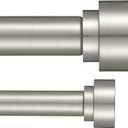 Heavy Duty Double Curtain Rods with Cylindrical Cap Finials - 36 to 72' Telescoping Rods, 1 Inch Front and 5/8 Inch Back - Matte Nickel