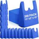 Windyun 200 Pcs Reusable Grocery T Shirt Bags Bulk Small Non Woven Shopping Bag 10 x 18 x 5 Inch Foldable Tote with Handle Party Gift (Blue)
