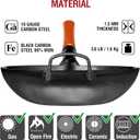 YOSUKATA 13.5" Carbon Steel Wok Pan – Pre-Seasoned Flat Bottom Pow Wok for Stir Fry, BBQ, Grill & Camping – Traditional Japanese Chinese Cookware – Compatible with Induction, Electric, Gas, Open Fire