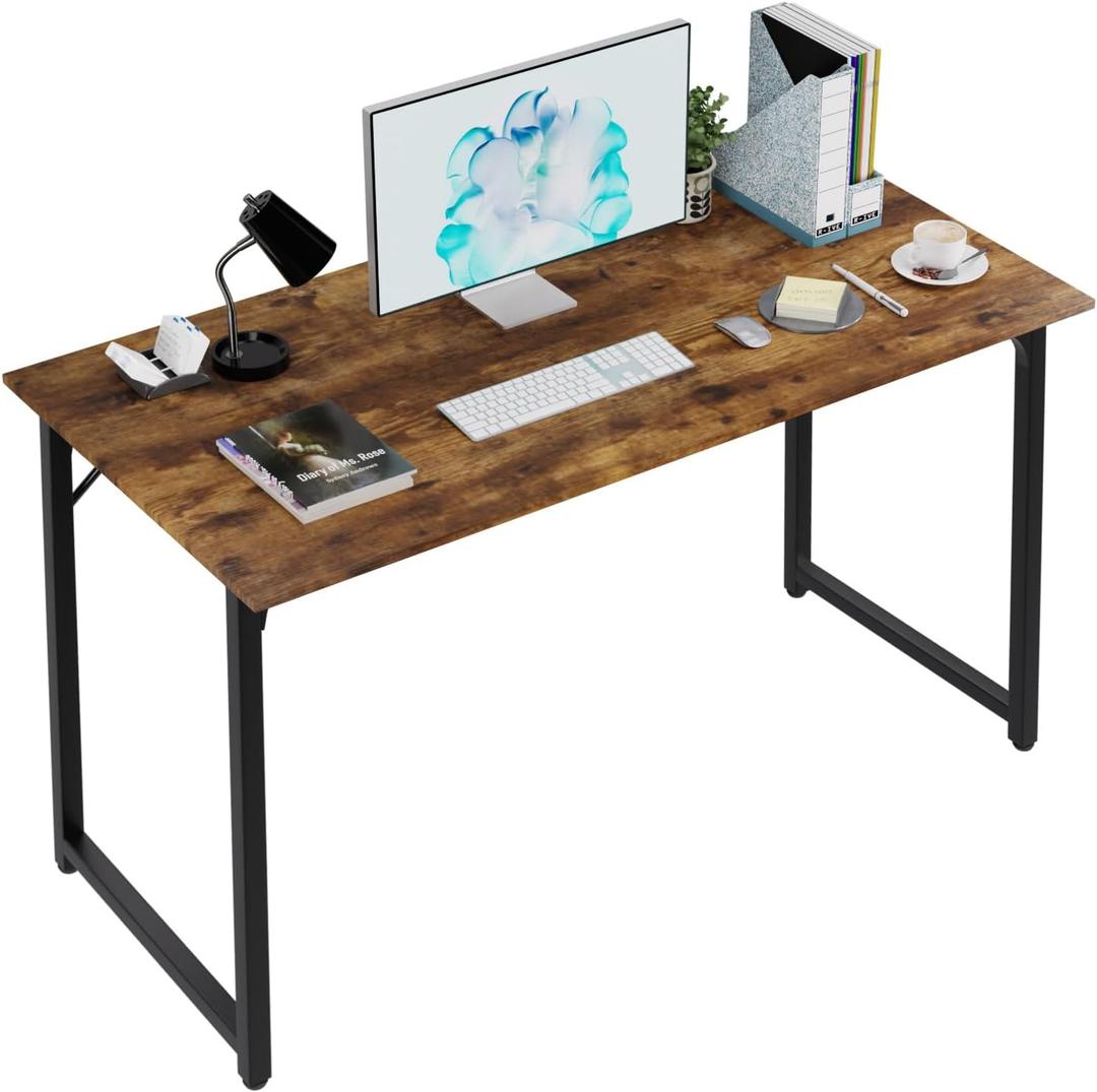 PayLessHere 47 inch Computer Desk Study Writing Table, Adjustable feet, Modern Furniture for Home Office (1, Brown, 47 inch)