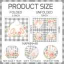 48Pcs Happy Easter Napkins Paper with Cute Bunny Flower and Gray Gingham, Easter Party Supplies Disposable Bunny Luncheon Napkins for Spring Holiday Birthday Party Baby Shower Dinner Kitchen Bathroom