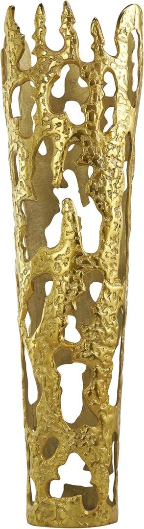 Deco 79 Aluminum Metal Decorative Vase Drip Centerpiece Vase with Melting Designed Body, Vase for Home Decoration 10" x 9" x 31", Gold