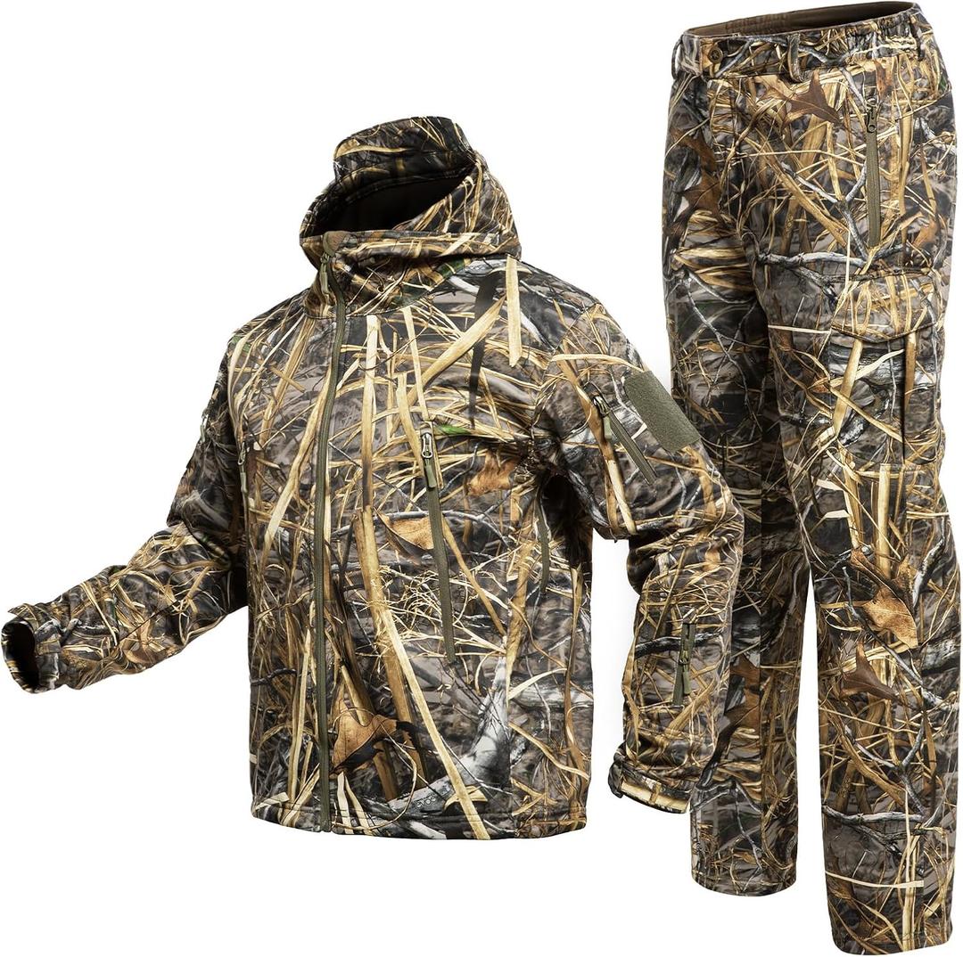 Quiet Hunting Clothes Suit Clothing Gear Camouflage Hoodie Jacket Pants (Medium)