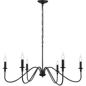 Black Chandelier,6Light Rustic Industrial Iron Chandeliers for Dining Room Lighting Fixtures Hanging,Candle Hanging Hallway, Living Room, Foyer, Bedroom, Office, Bar,Island Lights