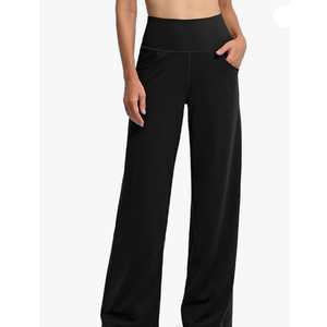 Leg Yoga Pants for Women, Loose Stretch Sweatpants with Pockets Casual Lounge, Large