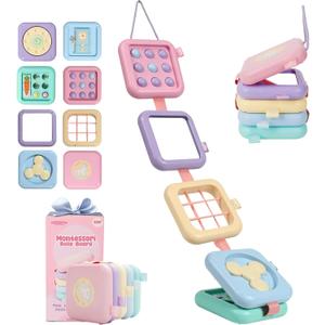 Montessori Toys for 1 Year Old Girls Gifts, Toddler Busy Board, Baby Learning Travel Sensory Toys for Toddlers 1-3, 1st Birthday Gifts, Easter Basket & Stocking Stuffer, Macarons