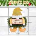 Knitgrip Christmas Lighted Wreath Gnome Xmas Gnome Door Wreath Artificial Santa Xmas Hanging Sign for Door Window Wall Decorations Farmhouse Christmas Home Decor(Gold)