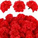 WILLBOND 140 Pcs Marigold Flower Head Mexican Artificial Marigold Flowers Halloween Flower Day of The Dead Decoration for Diwali Indian Decor DIY Wreath Garland Craft(2 Inch,Red)