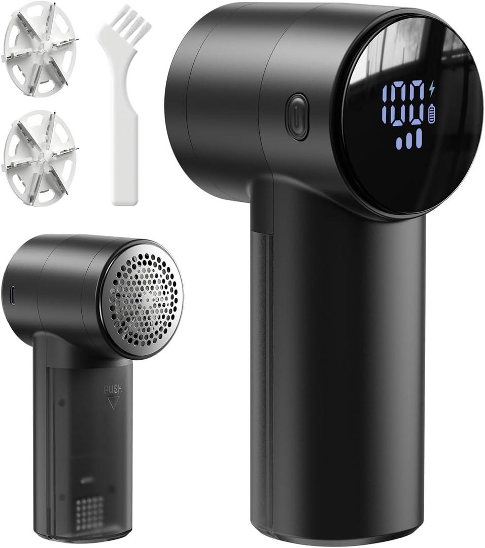 Electric Lint Remover and Fabric Shaver, Rechargeable Clothes Shaver for Sweater Furniture Couch, 3-Speed Pill Remover Defuzzer to Remove Fuzz Pilling from Blanket Jacket (Black)