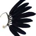 FRESHME Black Faux Feather Ear Cuffs - Indian Ethnic Plume Ear Clips Viking Tribal Earrings Bronze Wire Wrapped Fairy Elf Ear Cuffs Wraps Fantasy Jewelry for Unisex Cosplay Costume Dress Accessories, Pack of 2 
