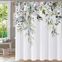 Shower Curtain,Shower Curtains for Bathroom Sage Green Eucalyptus Shower Curtains Watercolor Plant Green Leaf Shower Curtain Sets Plants Leaves Bathroom Shower Curtain 72"W x 72"L with Hooks