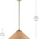 Kichler Bekah Convertible Pendant Light, Rattan Shade, Bronze
Boho convertible pendant light with opal glass for living and dining rooms (11.75" x 24.25"), 52730CPZ