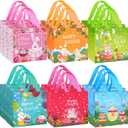 18 Pack Easter Gift Bags, Non-Woven Reusable Easter Bags with Handles - Bunny & Egg Cartoon Treat Bags for Easter Egg Hunt, Kids Easter Basket, Candy Goodie Bag, Easter Party Favors, 7.9x5.9x7.9 inch