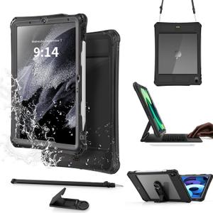 IP68 Waterproof Case for iPad Air 11 inch M2 2025 2024 with Pencil Holder,Foldable Kickstand,Shock Dust Snow Proof, Full-Sealing Watertight Cover for ipad air 5th 4th