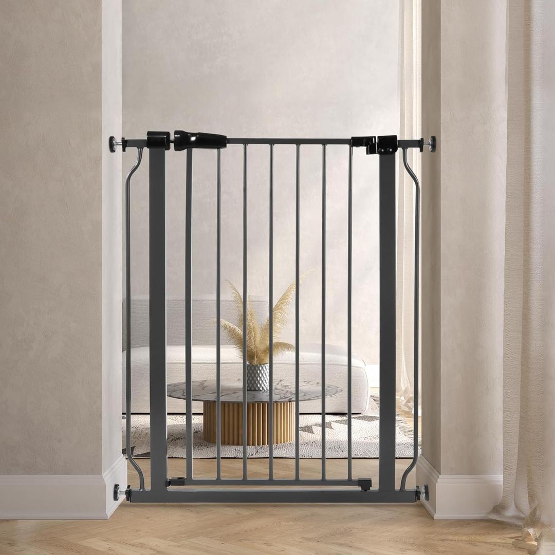 BalanceFrom Walk-Thru Safety Gate for Baby and Pets, Child Proof Fence for Doorways, Stairways, Hallways, 29.1" to 33.8" Opening, 30" Height, White