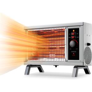 Radiant Heater,Space Heater with Two Heat Settings,Portable Electric Heater for Indoor Use, Portable Indoor Heater with Handle,1250W/1500W