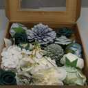 Green Flowers Artificial Roses Combo Set Fake Green Silk Flowers Faux Flowers Mix Dahlia Chrysanthemum with Stems for Wedding Bouquets Baby Bridal Shower Party St Patricks Day Decor (The Modern Classic)