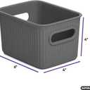 Decorative Plastic Basket Open Home Storage Bins Organizer Baskets, Small Grey (6 Pack) Container Boxes for Organizing Closet Storage Bins for Shelves Drawer Shelf - Ribbed Collection 1.5 Liter