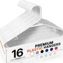 HOUSE DAY White Plastic Hangers 16 Pack, Space Saving Coat Hanger, Clothes Hanger with Non Slip Hooks, Plastic Clothing Hangers for Closet, Ideal for Everyday Use on Shirts, Coats, Pants, Dress