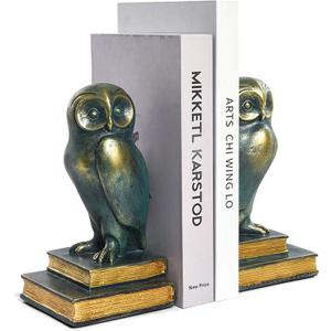 Book Ends for Shelves, Owl Decorative Bookends Bronze Bird Book Stopper Unique Kids Book Holders with Anti-Slip Base Luxurious Bookends for Kids Rooms Office Home Decor(Bronze)