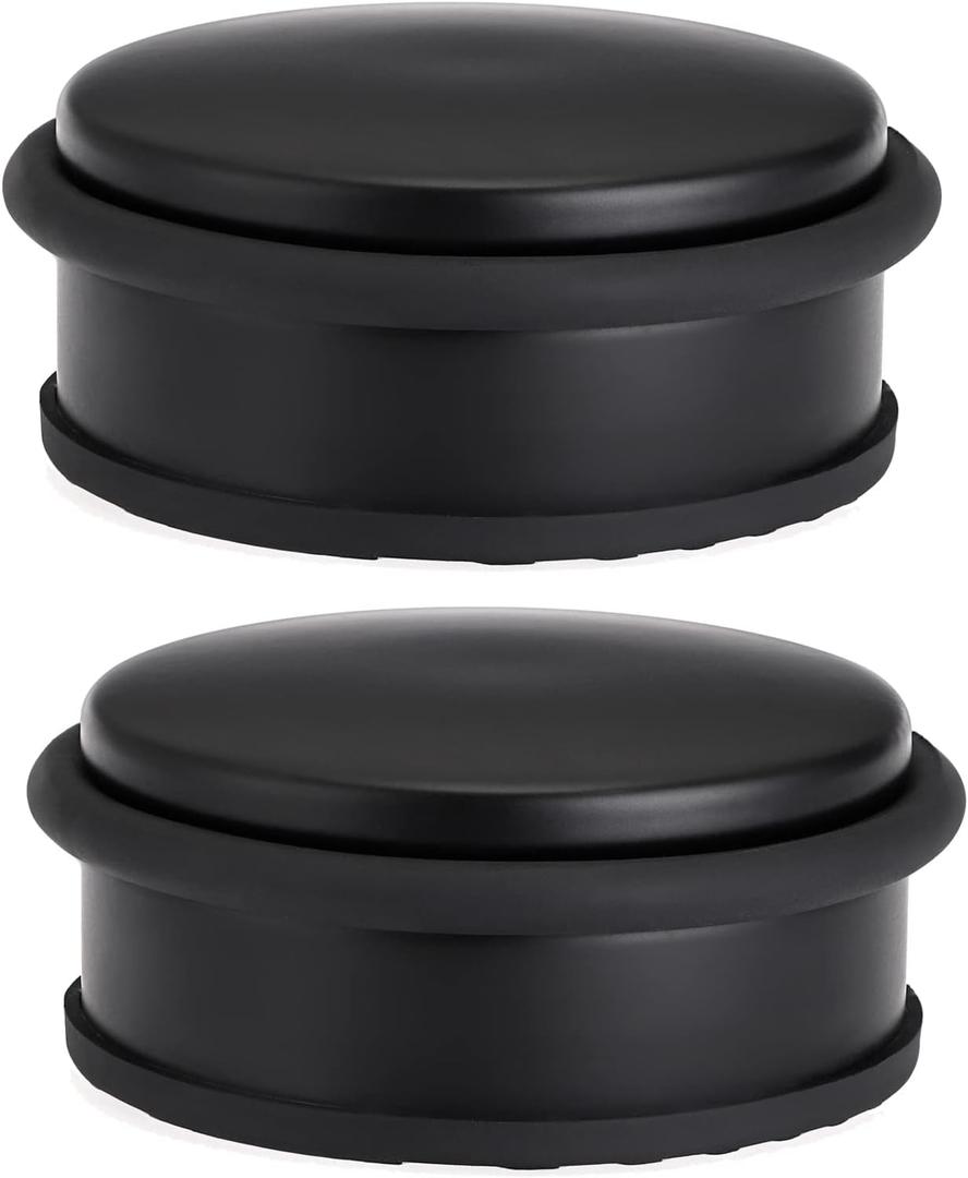 Sumnacon 2Pcs Heavy Duty Door Stoppers No Drill, Sturdy Stainless Steel Floor Door Stops with Anti-Skid Rubber - Decorative Metal Doorstops for Home Office Commercial Industrial, Black