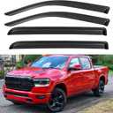 Window Visors Rain Guards for 2019-2026 Dodge Ram 1500 Crew Cab (New Body Style), Out-Channel Window Vent Wind Deflectors Shades for 19-26 Ram 1500 (NOT for Classic Style)