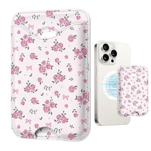 TOXXU Cute Flowers for Magsafe Wallet Compatible with iPhone 17/16/15/14/13/12 Series Pro Max Plus (Purple Floral Magnetic Card Holder for Women) (Fit 3 Cards Lether Phone Magnet Mag Safe Wallets)