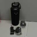 40 oz Insulated Water Bottle - Cold 48H & Hot 24H, Reusable Metal Water Bottle Hydro Cup with Paracord Handle Straw Spout Lids, Carrier Bag, Wide Mouth Thermal Mug for Sports Fitness Hiking (Black)