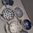 Japanese Style Ceramic Rice Bowls,10 Ounces Small Salad,Soup,Ice Cream Snack Dip Bowl Set of 6,Blue and White Floral Microwave Safe for Kitchen (4.5 inch)